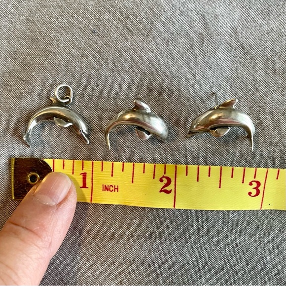 Sterling Silver Dolphin Jewelry Set, Bracelet, Earrings, Charm, Accessories - Picture 5 of 7